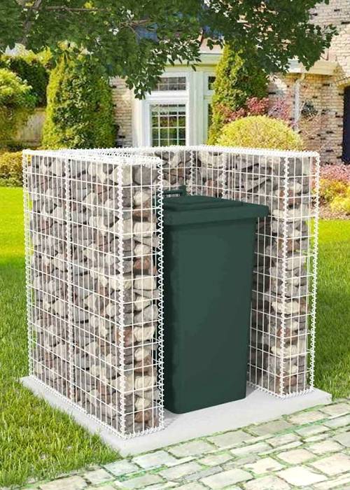 Garden gabion rubbish bin stalls.